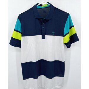 G/Fore Polo Shirt‎ Mens Large Blue White Golf Club Short Sleeve Embroidered